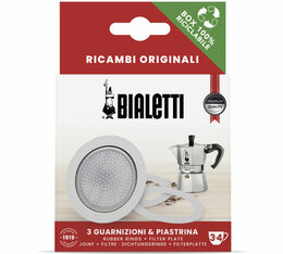 Bialetti - Set di 3 guarnizioni + 1 filtro per caffettiera alluminio 3 tazze