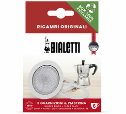 Bialetti - Set di 3 guarnizioni + 1 filtro per caffettiera alluminio 6 tazze