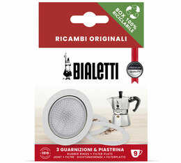 Bialetti - Set di 3 guarnizioni + 1 filtro per caffettiera alluminio 9 tazze