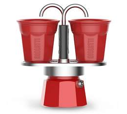 Bialetti - Caffettiera Mini Express Rossa 2 tazze + 2 bicchierini