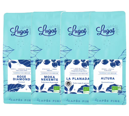 Lugat - Caffè in grani - Confezione scoperta 4x250g - 4 origini Etiopia Brasile Colombia Perù