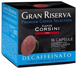 Caffè Corsini - 16 capsule compatibili Lavazza A Modo Mio - Gran Riserva Decaffeinato
