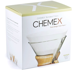 Chemex - 100 Filtri bianchi rotondi già tagliati per caffettiera da 6 a 10 tazze