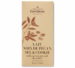  Café-Tasse - Tavoletta di cioccolato al latte, noci pecan, sale e cookie 85 g