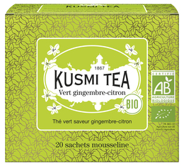Kusmi Tea - Tè verde biologico allo zenzero e limone 20 bustine di tè 