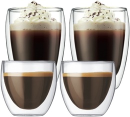Bodum - 4 Bicchieri doppia parete - Pavina 8 cl e 35 cl 