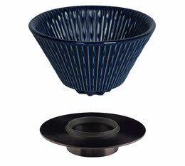LOVERAMICS Dripper a fondo piatto con supporto in metallo colore cobalto