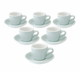 Loveramics - 6 tazzine da caffè con piattini - Egg River Blue 8 cl